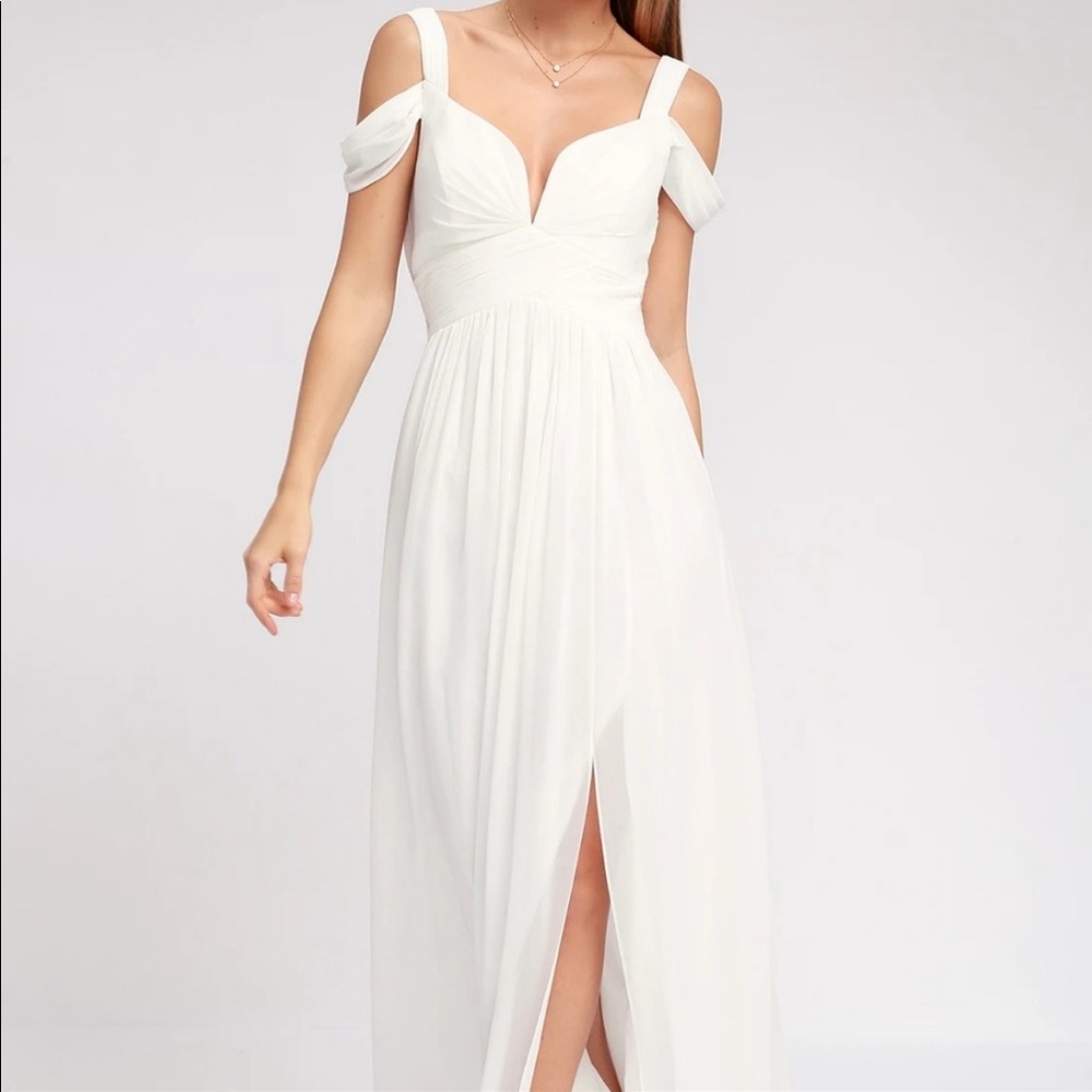 Ocean of Elegance Ivory Maxi Dress